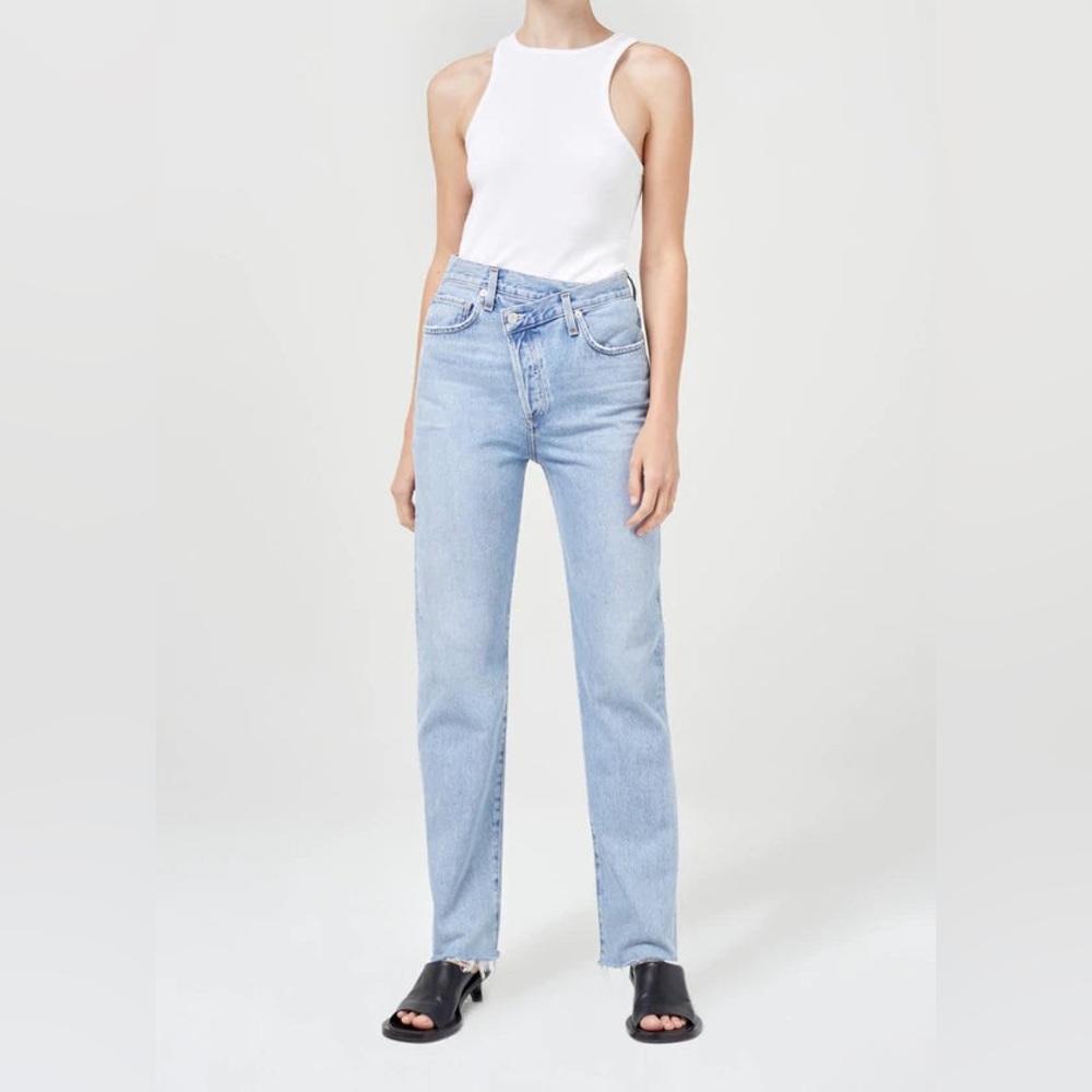 AGOLDE Women’s Size 26 Criss Cross Light‎ Wash Raw Hem Cotton Jean A9037-1141